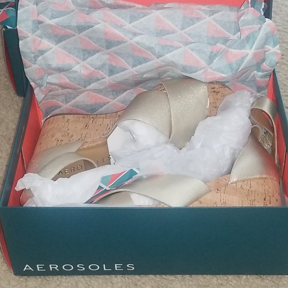 Aerosoles Gold Wedge Sandals
